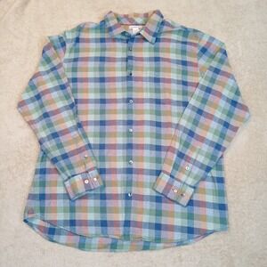 Carbon 2 Cobalt Men's Large Long Sleeve Flannel Shirt Multi-Color